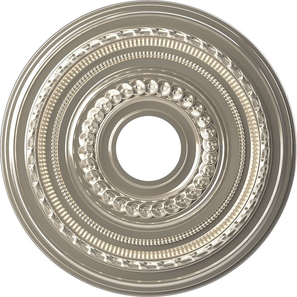 Ekena Millwork Cole PVC Ceiling Medallion (Fits Canopies up to 4 1/2"), Bright Coat Chrome, 16"OD x 3 1/2"ID x 1"P CMP16COBCR - main